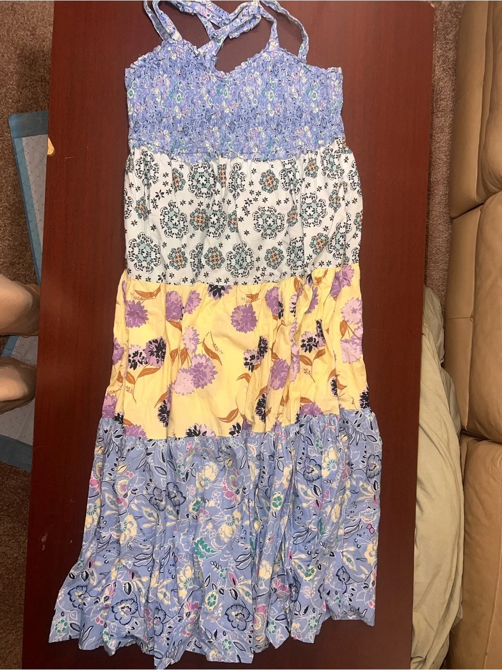Nanette Lepore Blue and Yellow Tiered Floral Maxi Dress - Picture 4 of 5